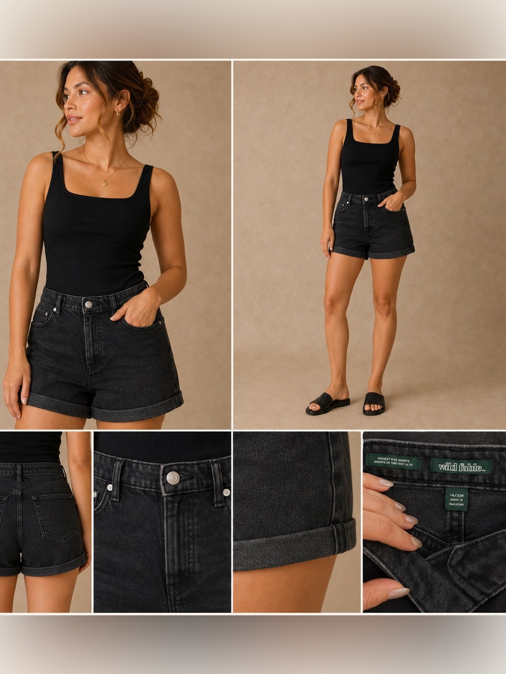 Target Wild Fable Highest Rise Denim Shorts Black Size 14/32